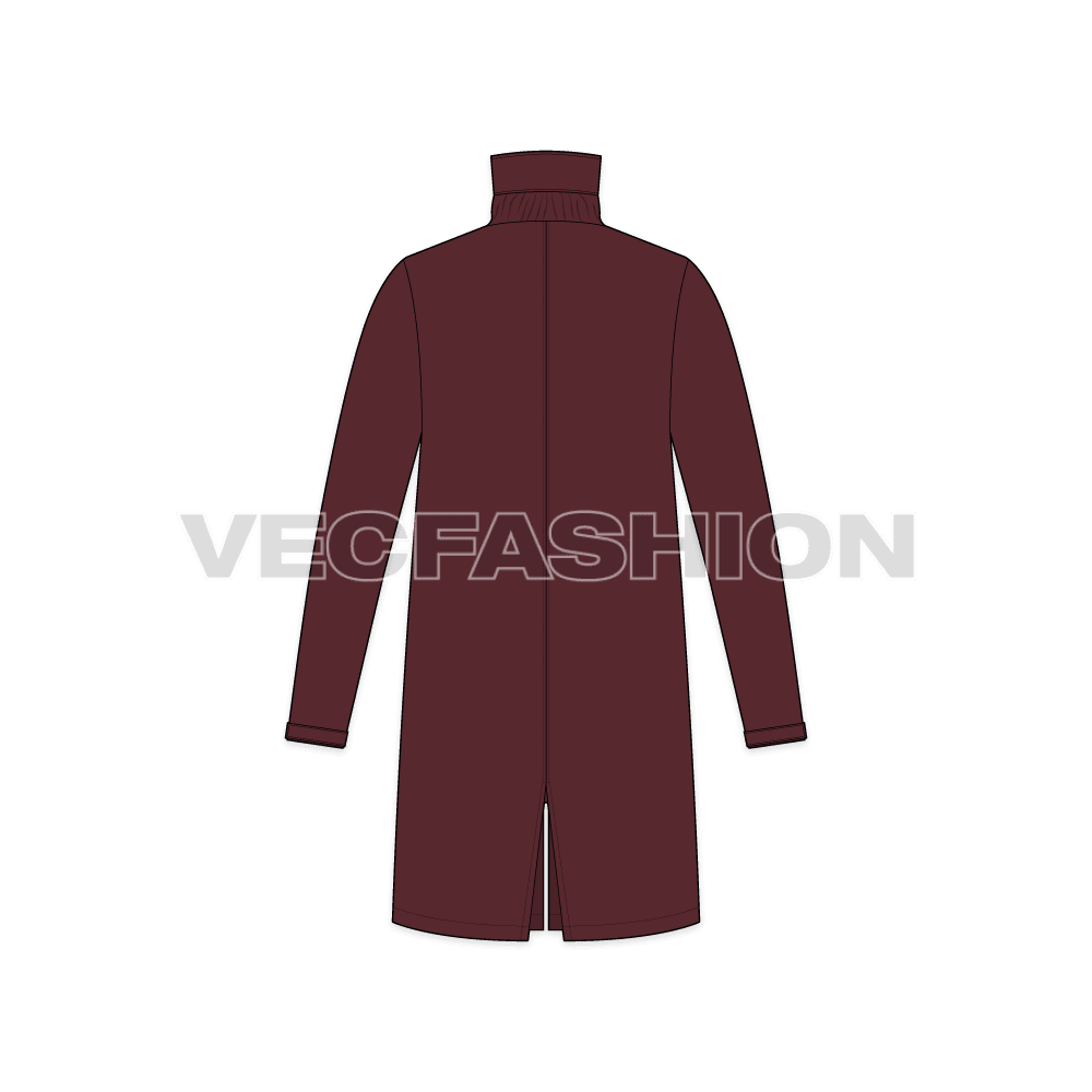 Mens Fish Tail Jacket flat sketch, back view
