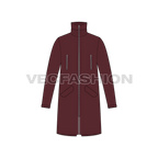 Mens Fish Tail Jacket flat sketch, front view
