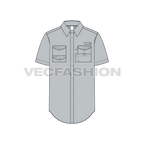 Mens fishing shirt flat sketch, front view