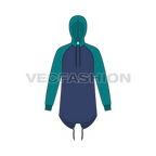 Mens fishtail hoodie flat sketch, front view