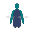Mens fishtail hoodie flat sketch, back view