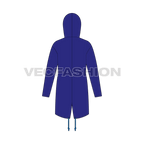 Mens Fishtail Parka flat sketch, back view