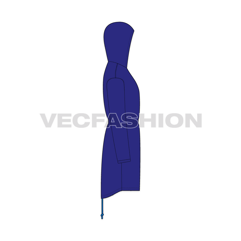 Mens Fishtail Parka flat sketch, side view
