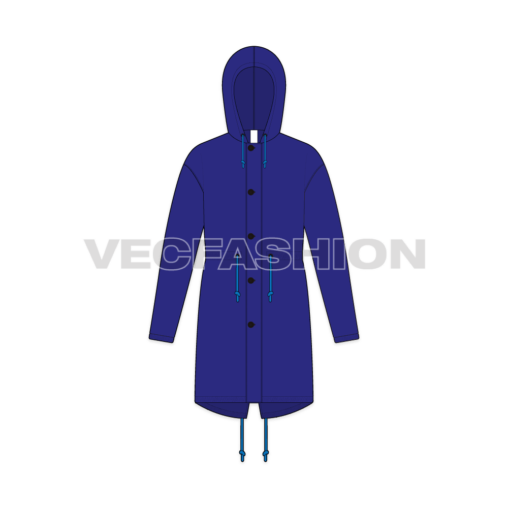 Mens Fishtail Parka flat sketch, front view