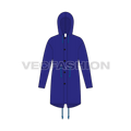 Mens Fishtail Parka flat sketch, front view