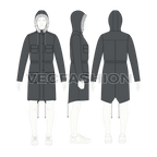 Mens Fishtail Parka Coat flat sketch, croqui sketch