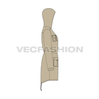Mens Fishtail Parka Jacket flat sketch, side view