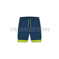 Mens fitness sport shorts flat sketch, front view