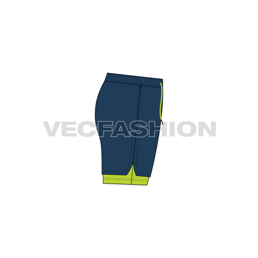 Mens fitness sport shorts flat sketch, side view