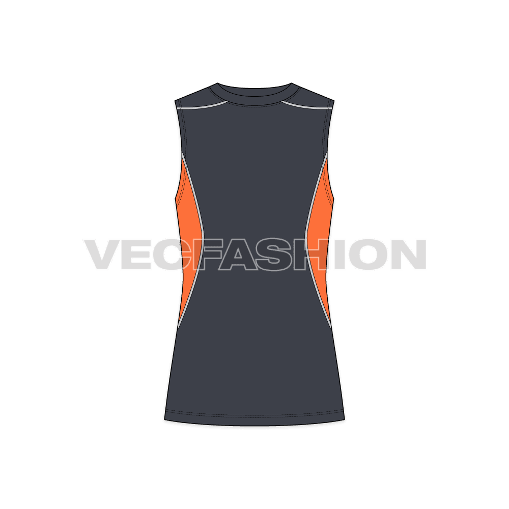 Mens fitness training vest flat sketch, front view