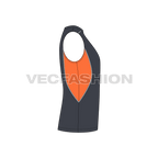 Mens fitness training vest flat sketch, side view