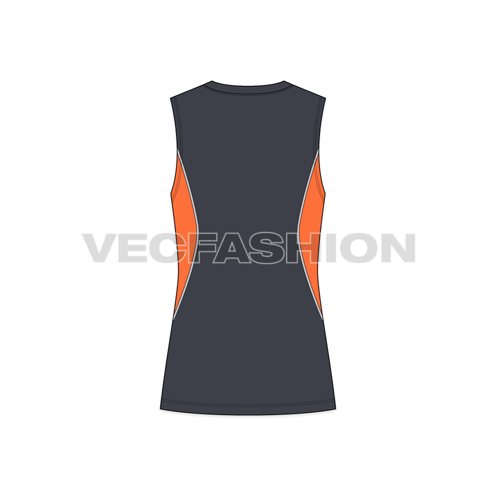 Mens fitness training vest flat sketch, back view