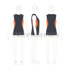 Mens fitness training vest flat sketch, croqui sketch