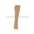 Mens flare leg cotton pants flat sketch, side view