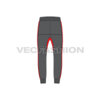 Mens fleece joggers flat sketch, back view