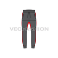 Mens fleece joggers flat sketch, front view
