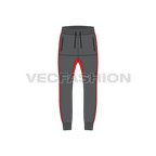 Mens fleece joggers flat sketch, front view