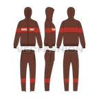 Mens fleece tracksuit flat sketch, showing all views, front, side and back