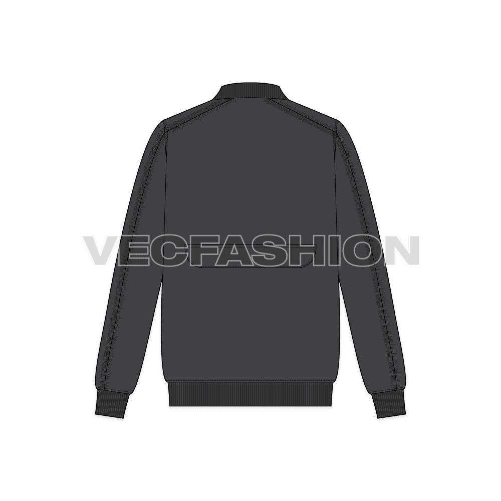 Mens Flight Jacket Fashion Flat Sketch flat sketch, back view