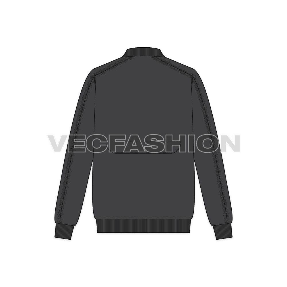 Mens Flight Jacket Fashion Flat Sketch back view