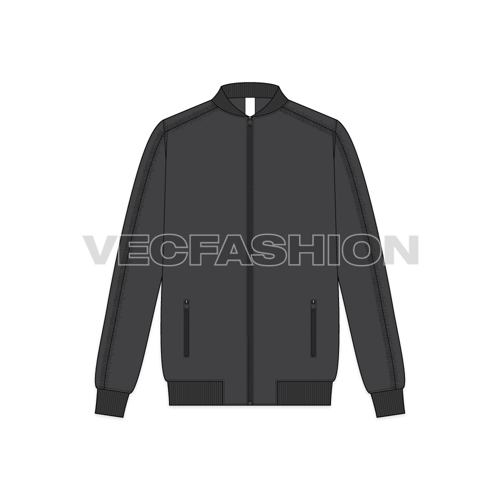 Mens Flight Jacket Fashion Flat Sketch flat sketch, front view