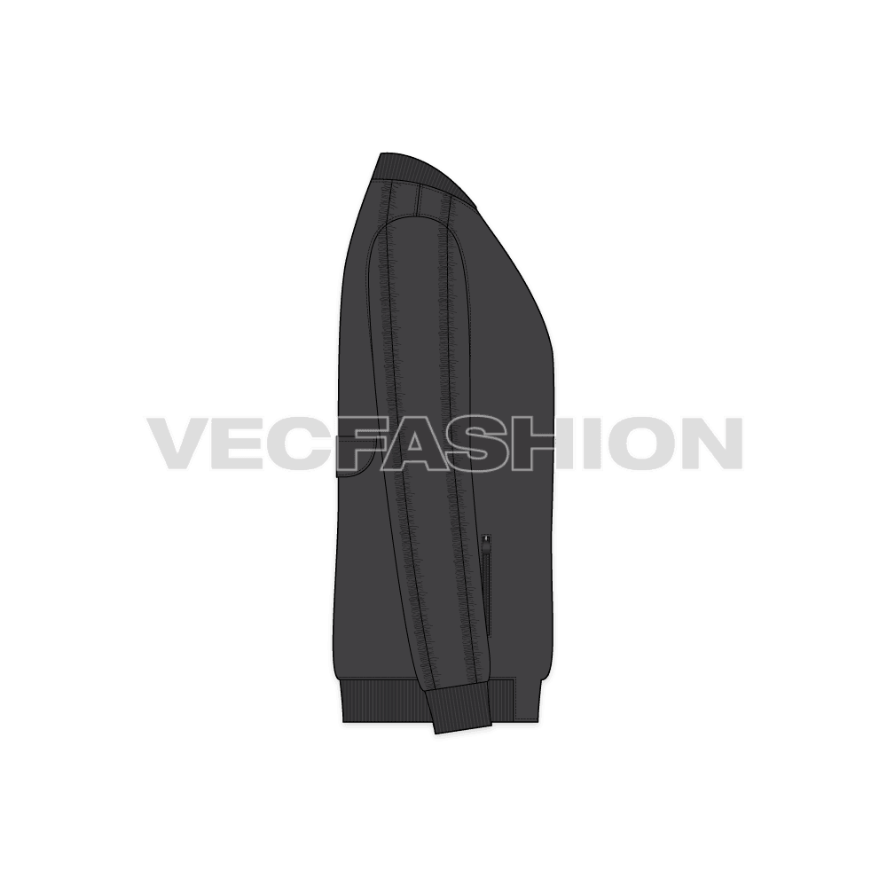 Mens Flight Jacket Fashion Flat Sketch flat sketch, side view