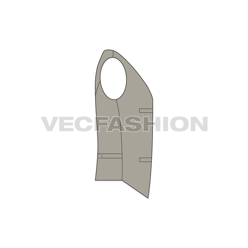 Mens formal vests templates, two designs flat sketch, side view
