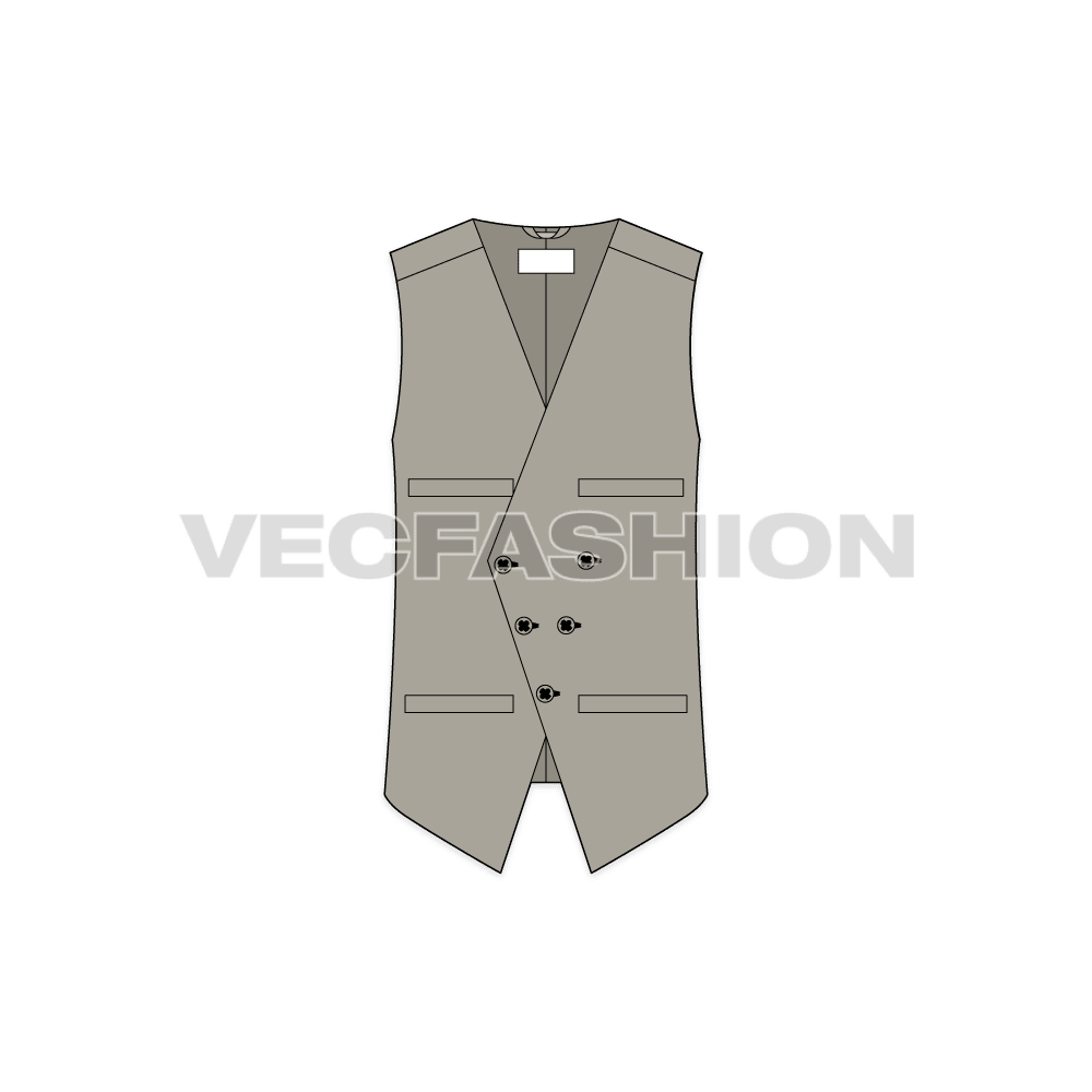 Mens formal vests templates, two designs flat sketch, front view