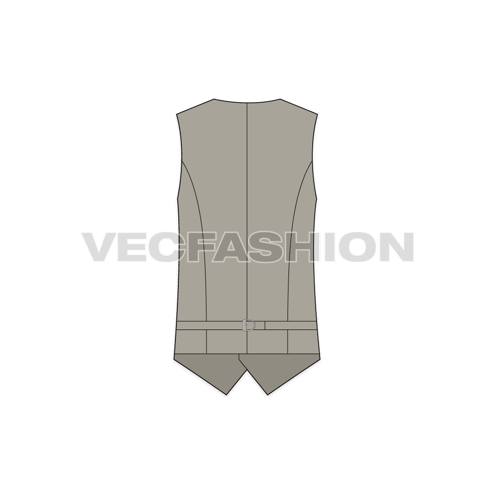 Mens formal vests templates, two designs flat sketch, back view