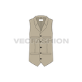 Mens formal vests templates, three designs flat sketch, front view