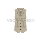 Mens formal vests templates, three designs flat sketch, front view