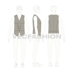 Mens formal vests templates, two designs flat sketch, croqui sketch