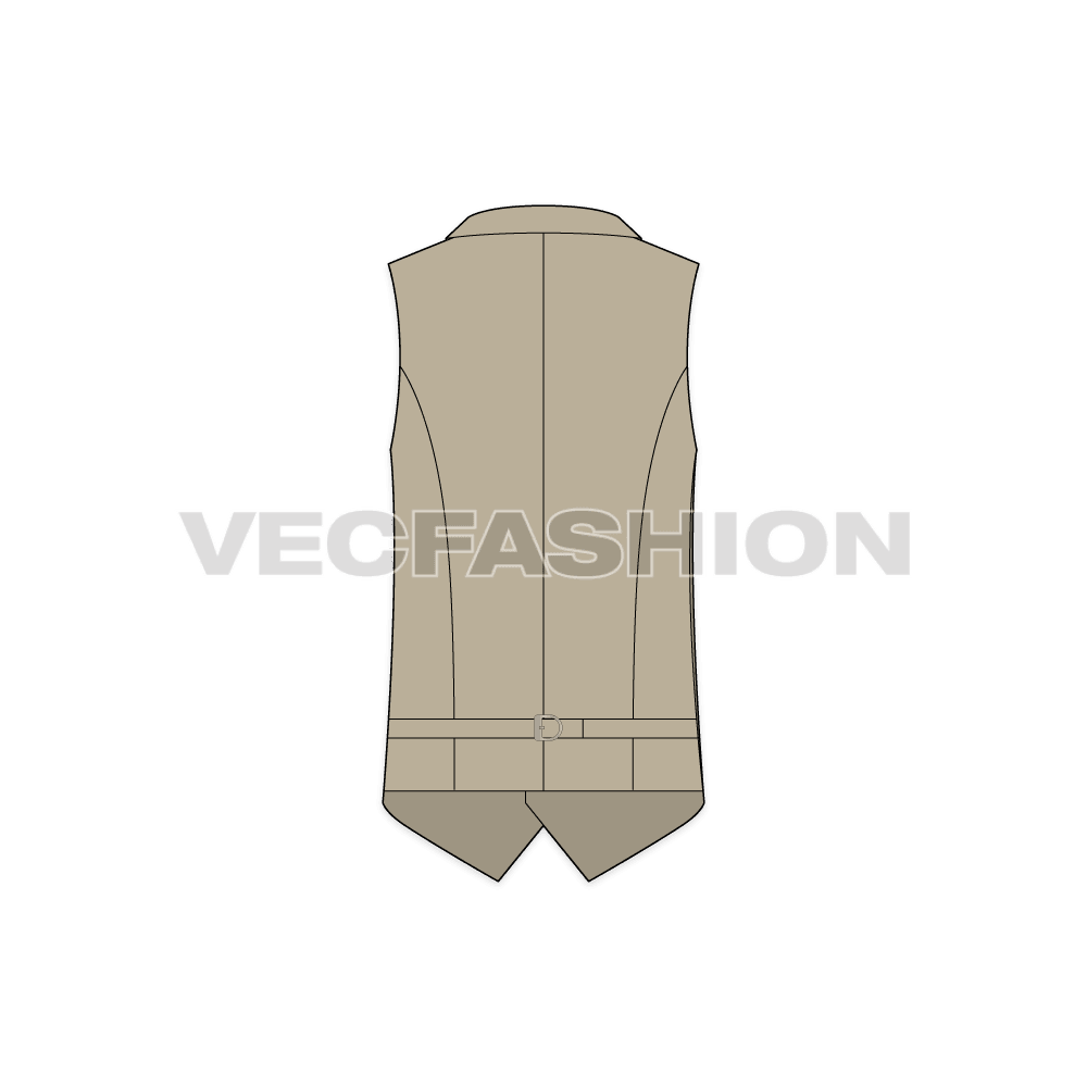 Mens formal vests templates, three designs flat sketch, back view