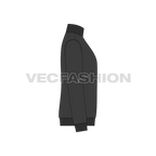 Mens Front Open Training Jacket flat sketch, side view