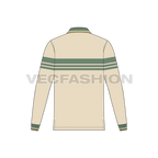 Mens full sleeved polo neck shirt flat sketch, back view