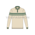 Mens full sleeved polo neck shirt flat sketch, front view