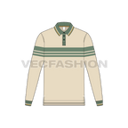 Mens full sleeved polo neck shirt flat sketch, front view