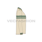 Mens full sleeved polo neck shirt flat sketch, side view