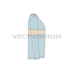 Mens full sleeved round neck shirt flat sketch, side view