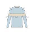 Mens full sleeved round neck shirt flat sketch, front view