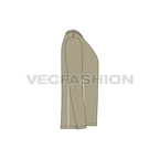 Mens full sleeved v-neck shirt flat sketch, side view