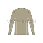 Mens full sleeved v-neck shirt flat sketch, back view