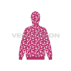 Mens full zip-up camo hoodie, streetwear flat sketch, back view