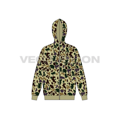 Mens Full Zip-Up Camo Hoodie