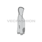 Mens gray pullover hoodie flat sketch, side view