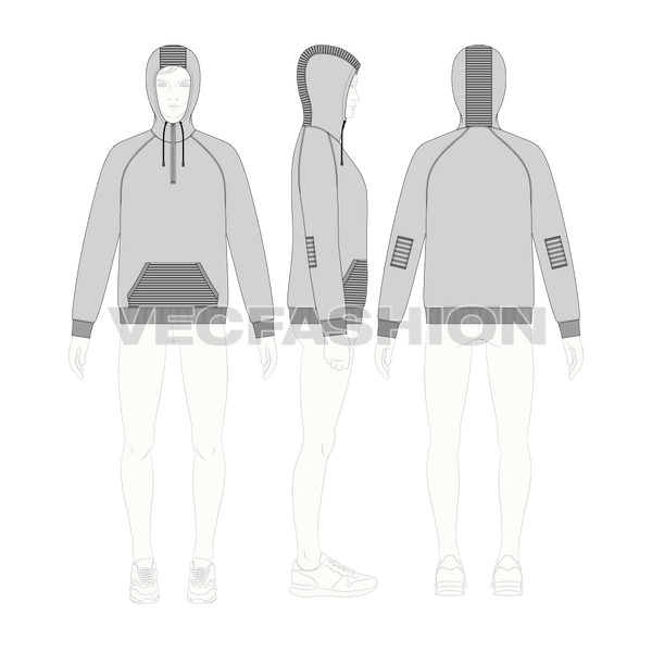 Mens Gray Pullover Hoodie VecFashion