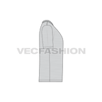 Mens gray round neck t-shirt flat sketch, side view
