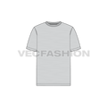 Mens gray round neck t-shirt flat sketch, front view