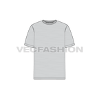 Mens gray round neck t-shirt flat sketch, front view