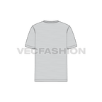 Mens gray round neck t-shirt flat sketch, back view